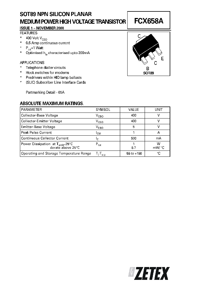 FCX658A_5019613.PDF Datasheet