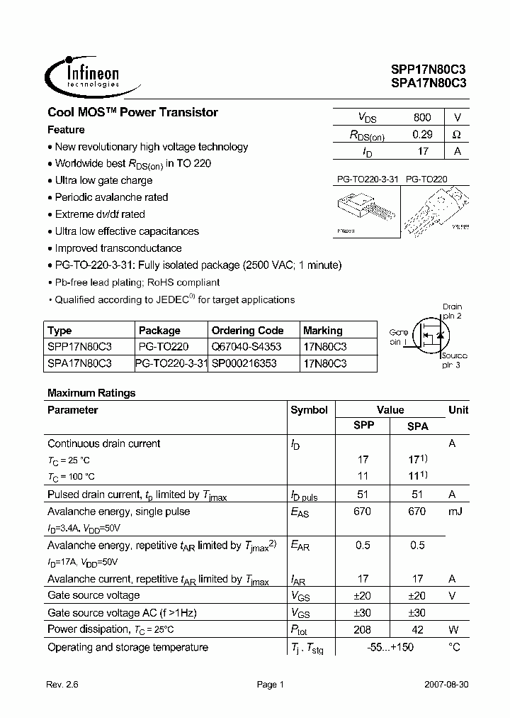 SPP17N80C3_5025877.PDF Datasheet