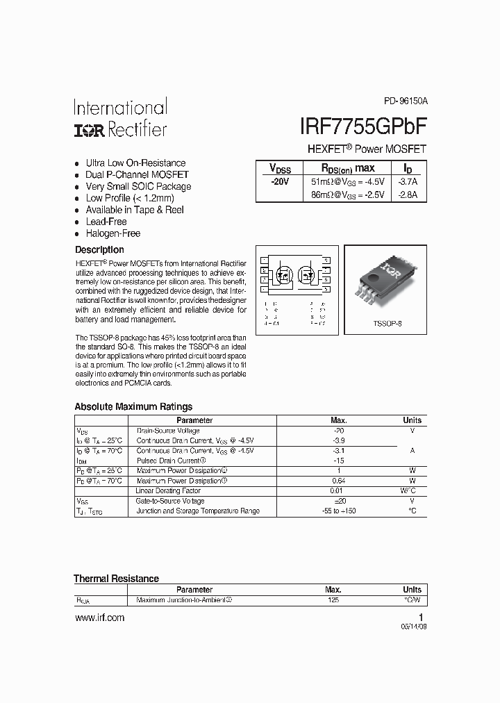 IRF7755GPBF_5026412.PDF Datasheet