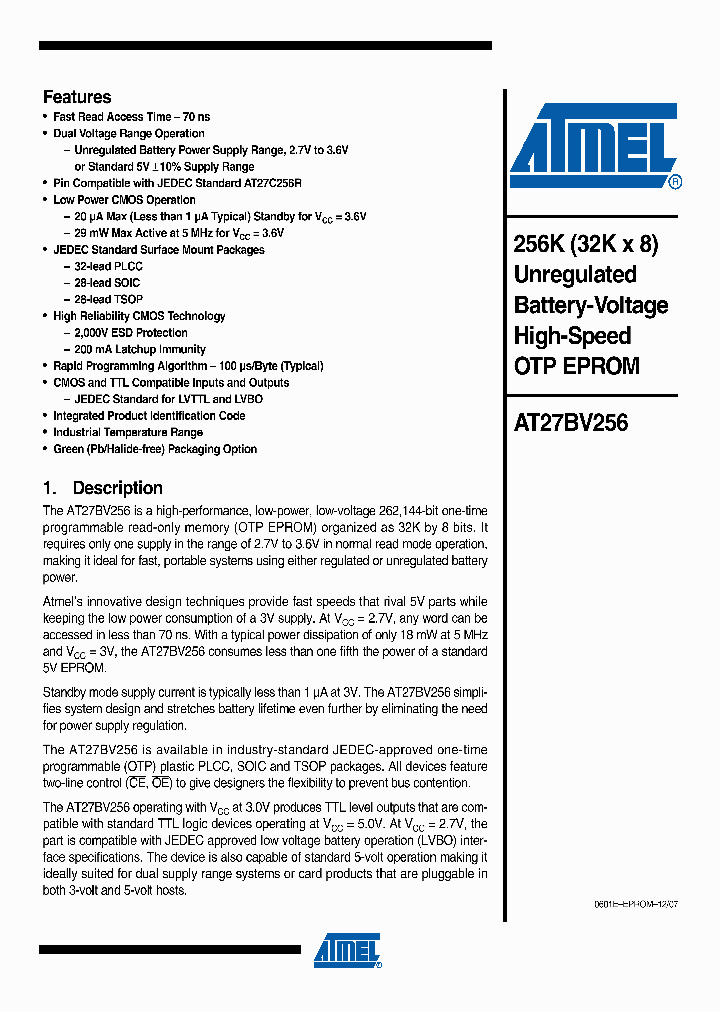 AT27BV25607_5030376.PDF Datasheet