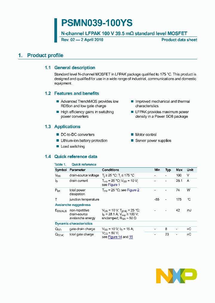 PSMN039-100YS_5033836.PDF Datasheet