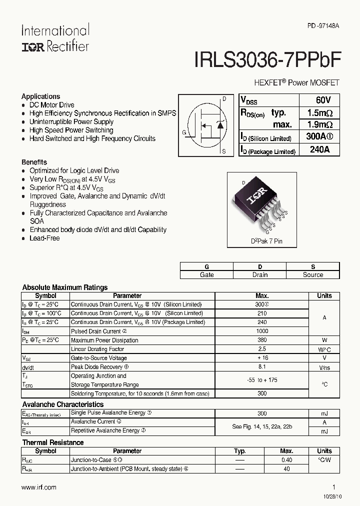 IRLS3036-7PPBF10_5037352.PDF Datasheet