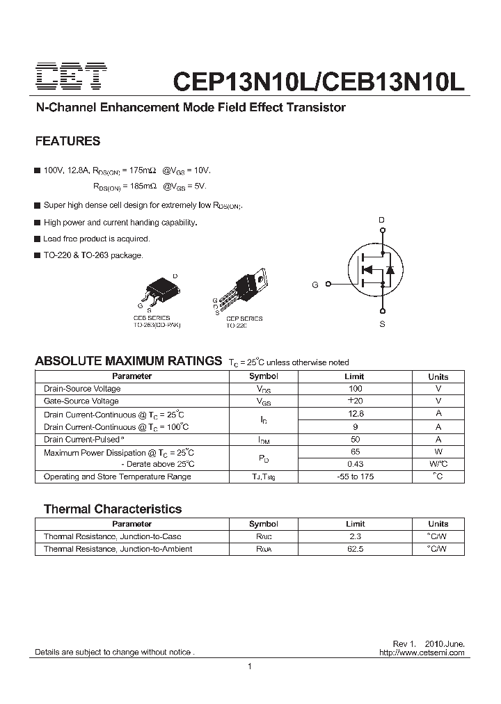 CEB13N10L_5038687.PDF Datasheet