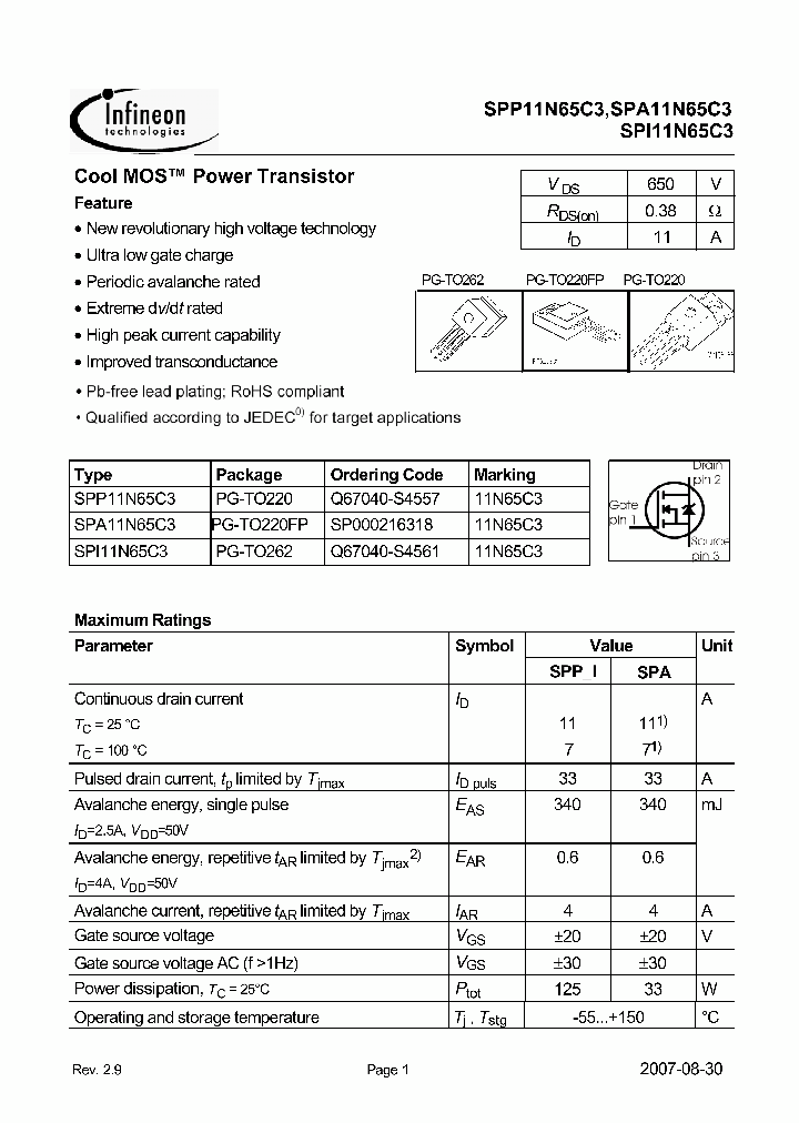 SPP11N65C3_5045948.PDF Datasheet