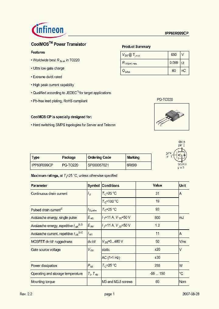 IPP60R099CP_5049714.PDF Datasheet