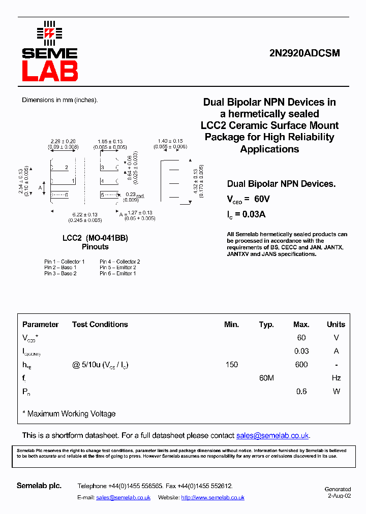 2N2920ADCSM_5061040.PDF Datasheet