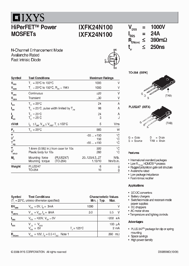 IXFX24N100_5062459.PDF Datasheet