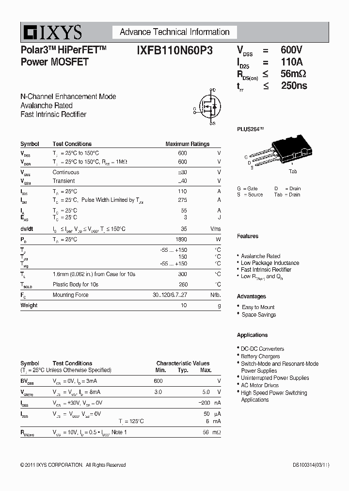 IXFB110N60P3_5067656.PDF Datasheet