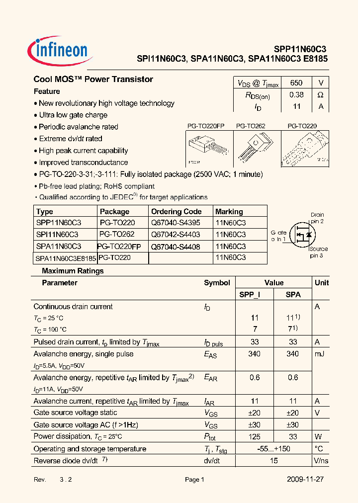 SPA11N60C3E8185_5067737.PDF Datasheet