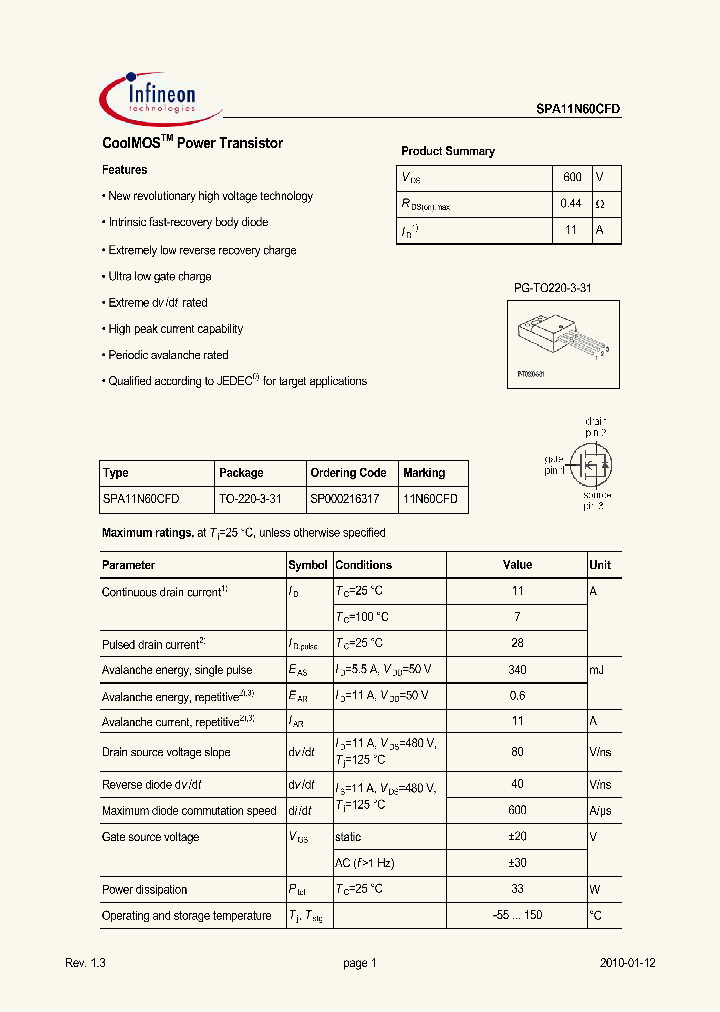 SPA11N60CFD_5067738.PDF Datasheet