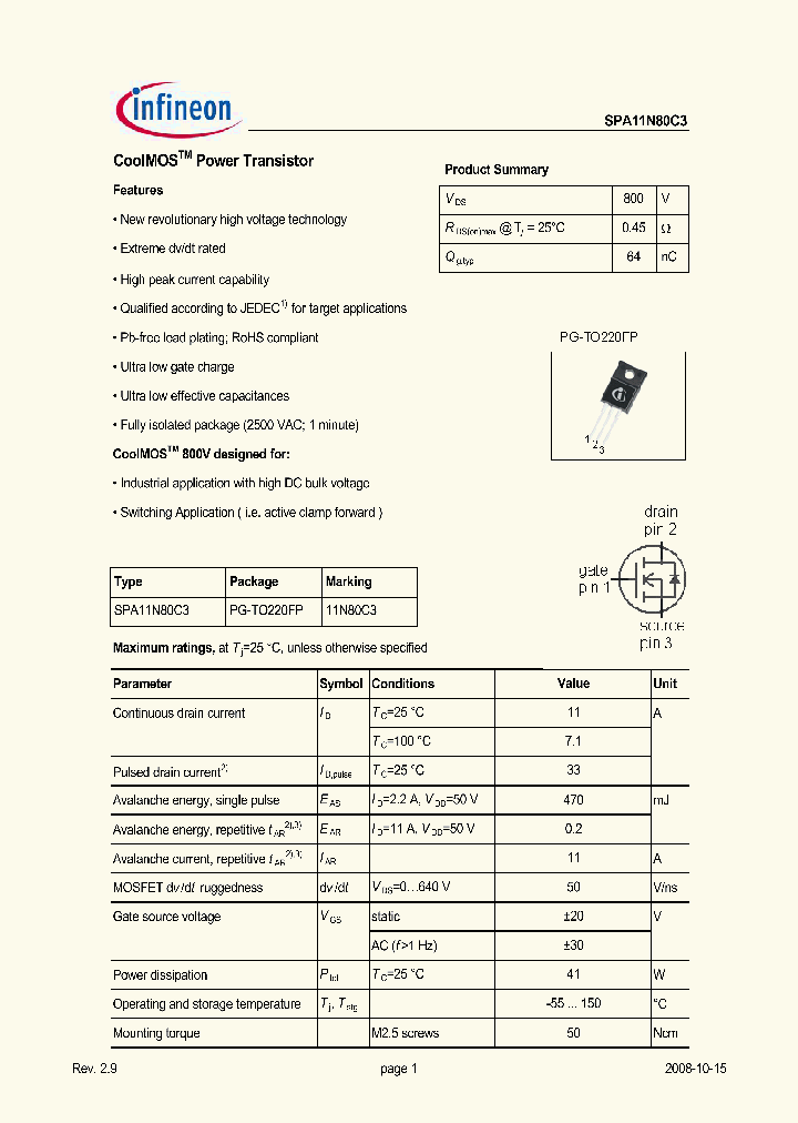 SPA11N80C3_5067743.PDF Datasheet