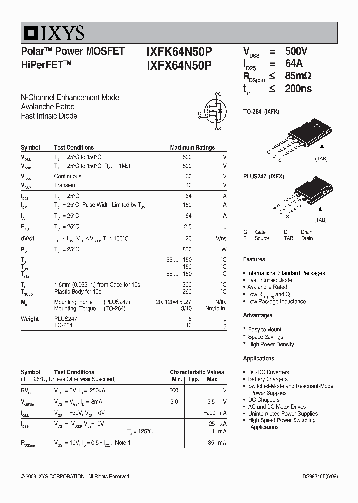 IXFK64N50P_14268.PDF Datasheet