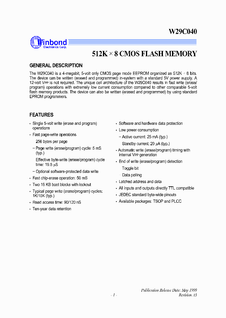 W29C040T-12_20510.PDF Datasheet