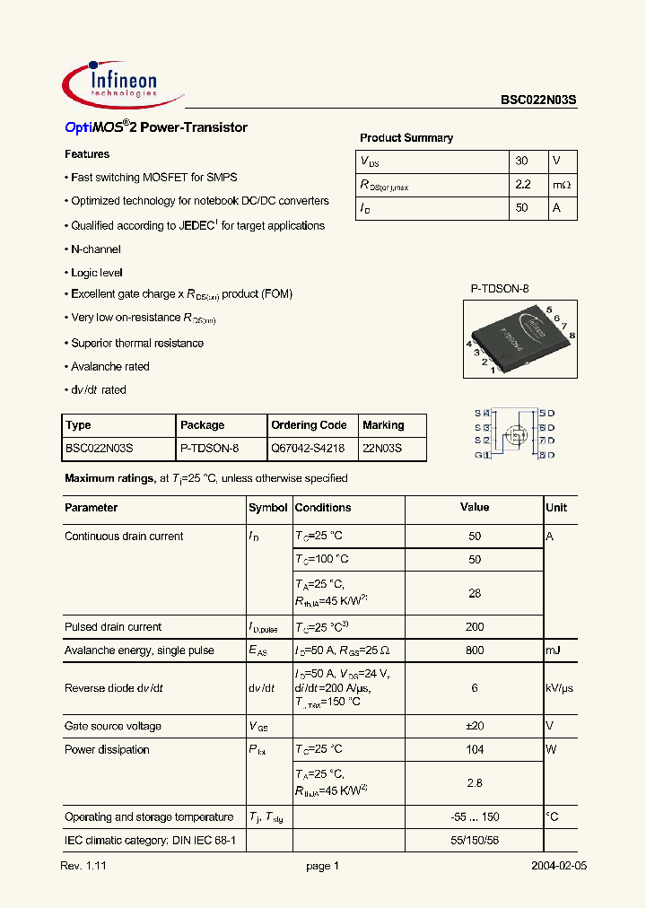 BSC022N03S_34598.PDF Datasheet