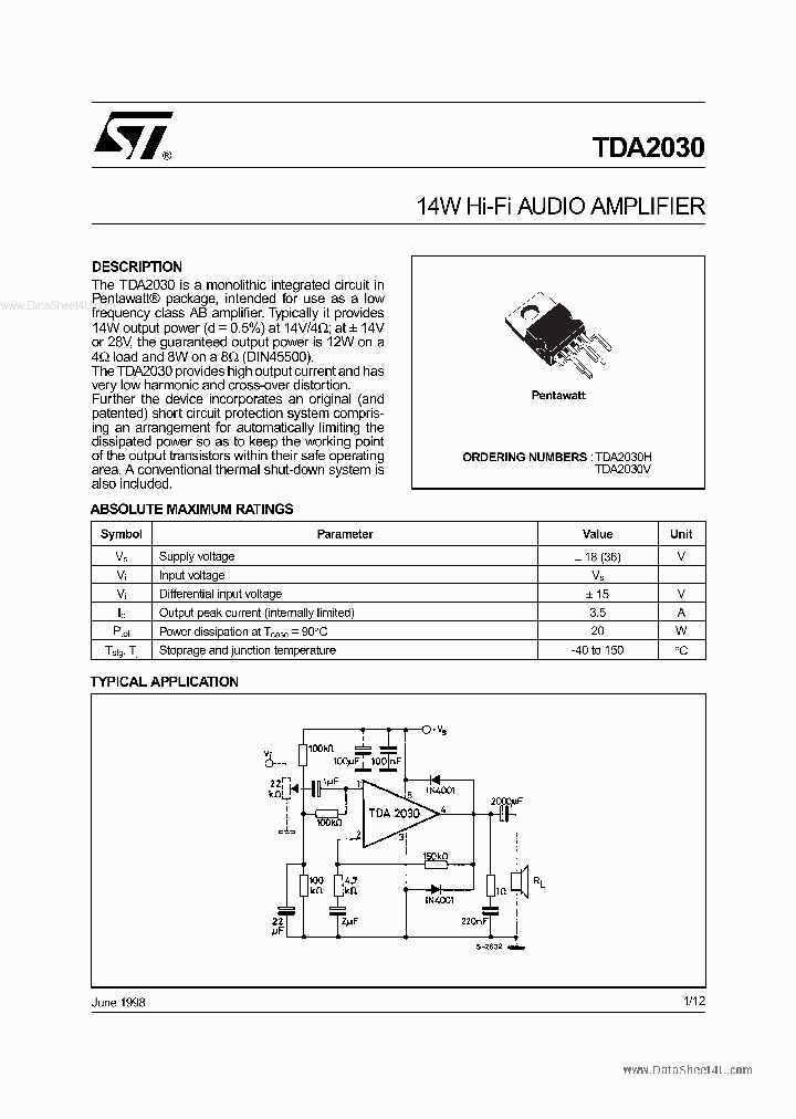 TDA2030_38215.PDF Datasheet