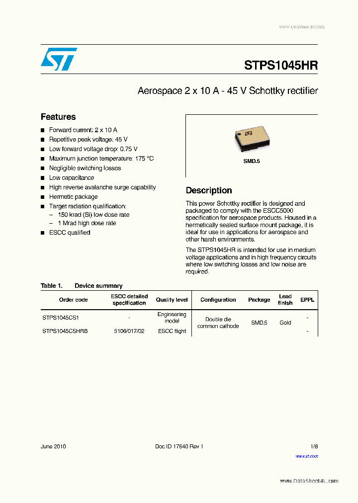 STPS1045HR_42783.PDF Datasheet