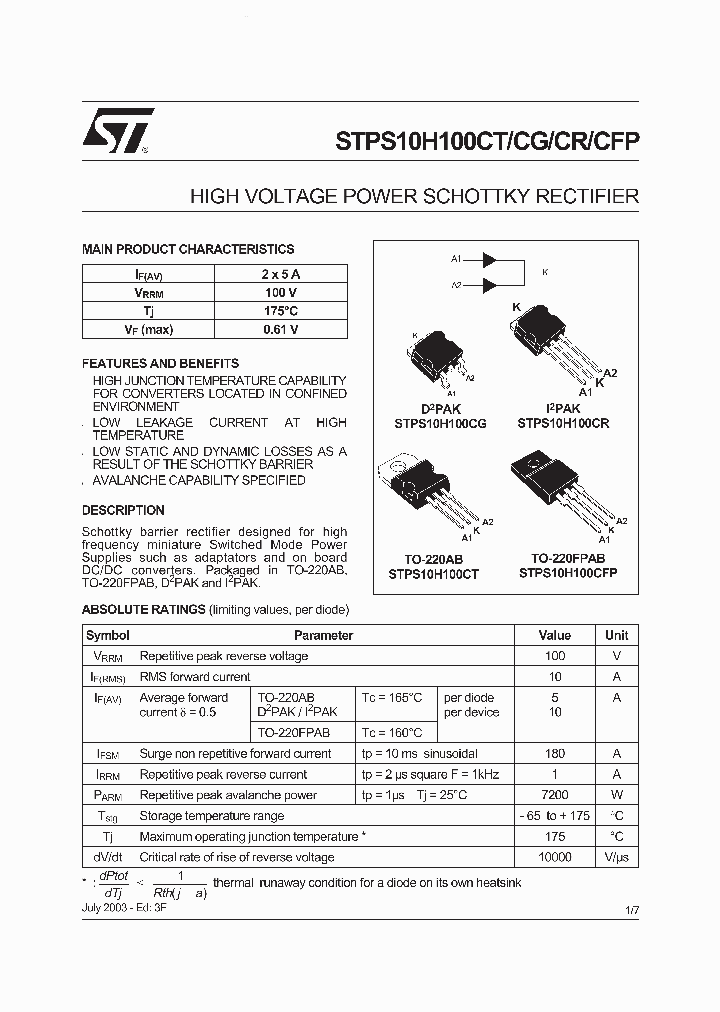 STPS10H100_42784.PDF Datasheet