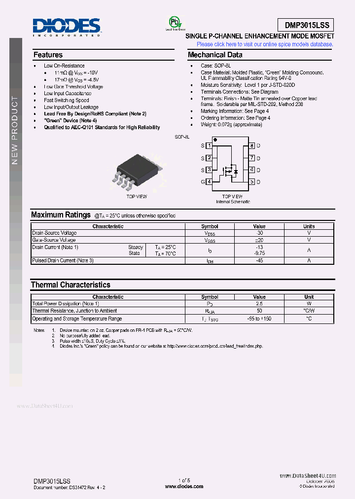 DMP3015LSS_70859.PDF Datasheet