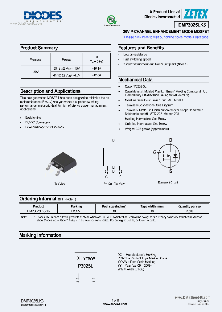 DMP3025LK3_70861.PDF Datasheet