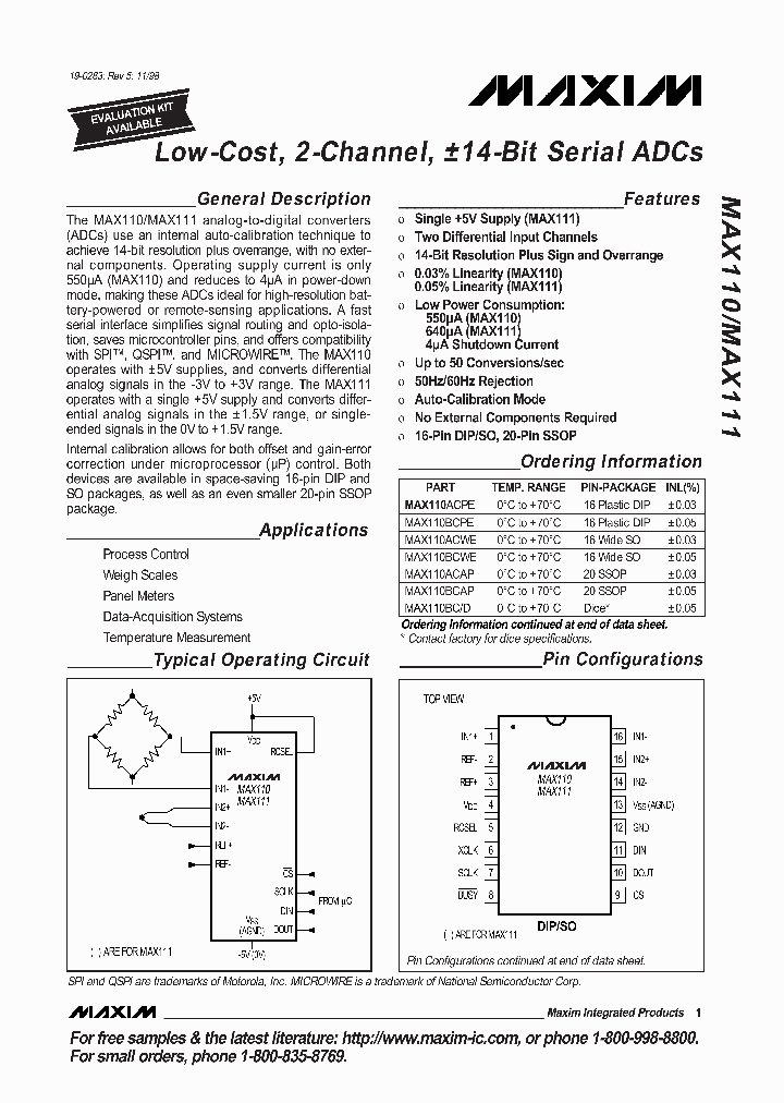 MAX110-MAX111_70964.PDF Datasheet