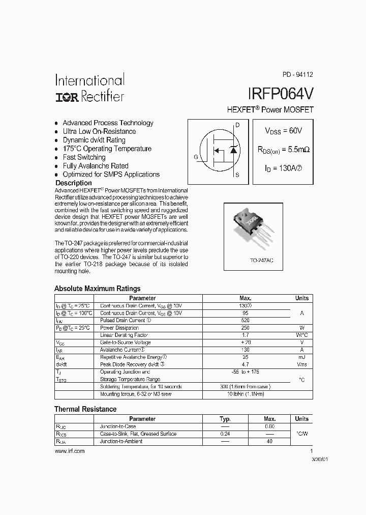 IRFP064V_71087.PDF Datasheet