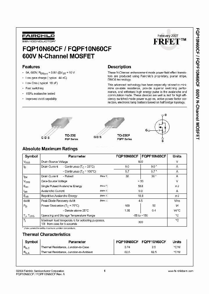 FQPF10N60CF_43361.PDF Datasheet