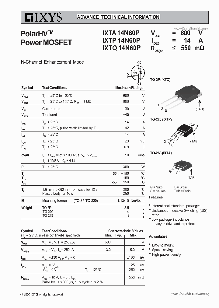 IXTA14N60P_71682.PDF Datasheet