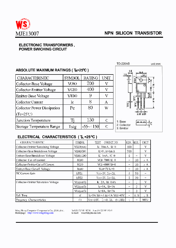 MJE13007_44187.PDF Datasheet
