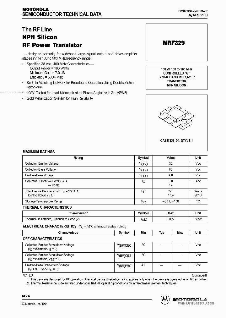 MRF329_91759.PDF Datasheet