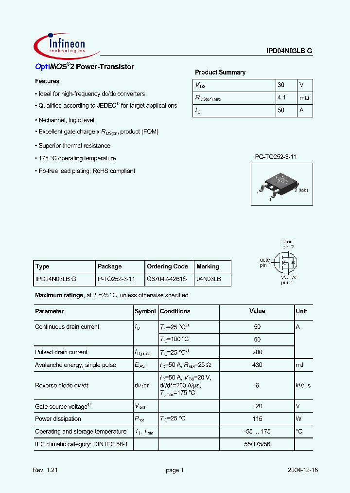 IPD04N03LB_106590.PDF Datasheet