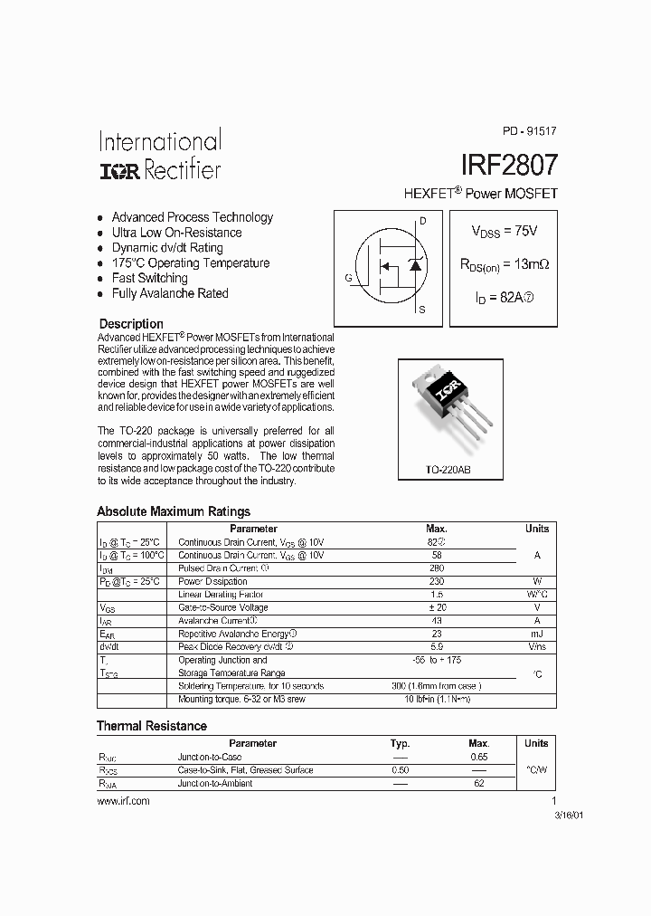 IRF2807_126042.PDF Datasheet