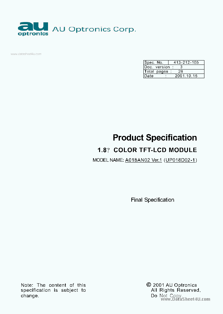 A018AN02_133276.PDF Datasheet