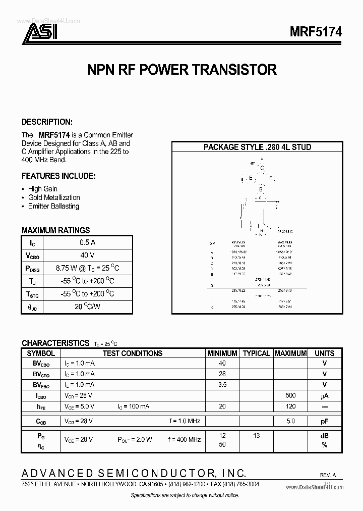 MRF5174_133289.PDF Datasheet