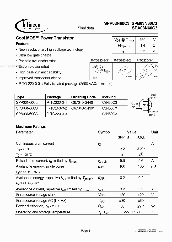 03N60C3_142900.PDF Datasheet