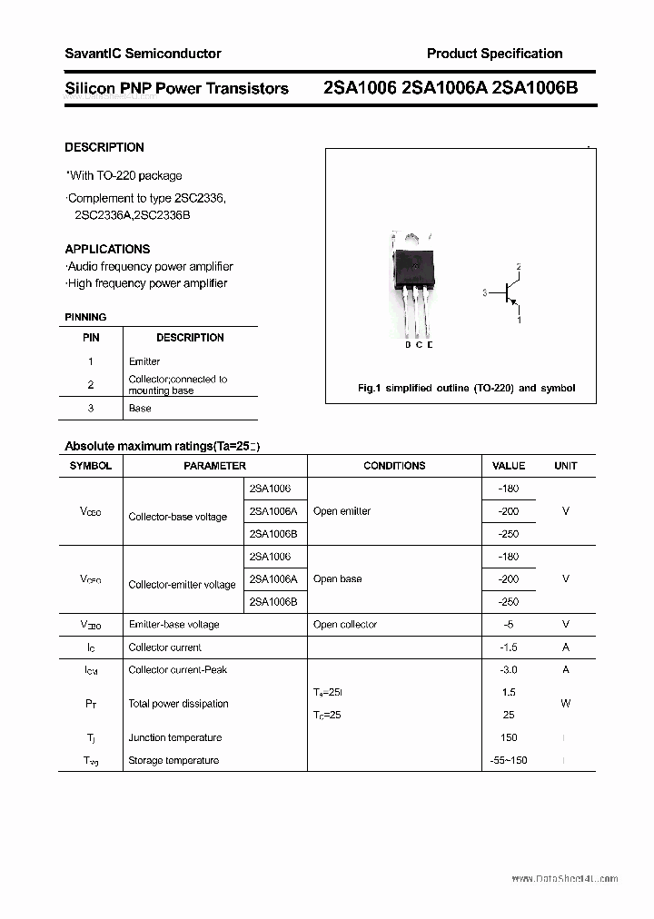 2SA1006_149223.PDF Datasheet