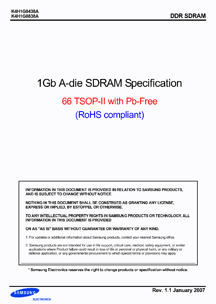 K4H1G0438A-UCLA2_162701.PDF Datasheet