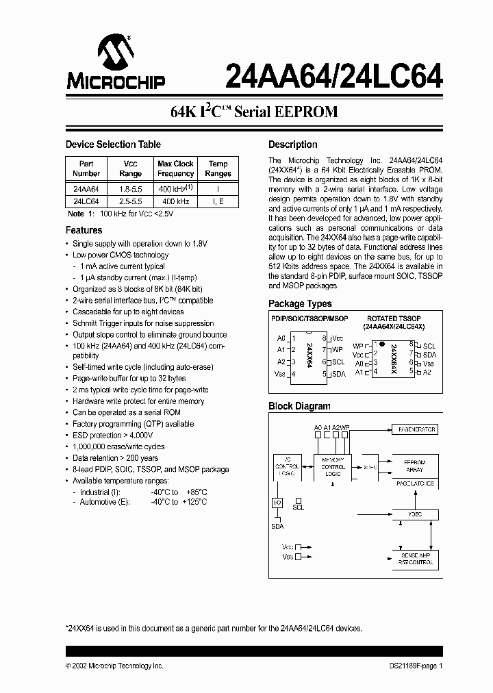 24AA64_167230.PDF Datasheet