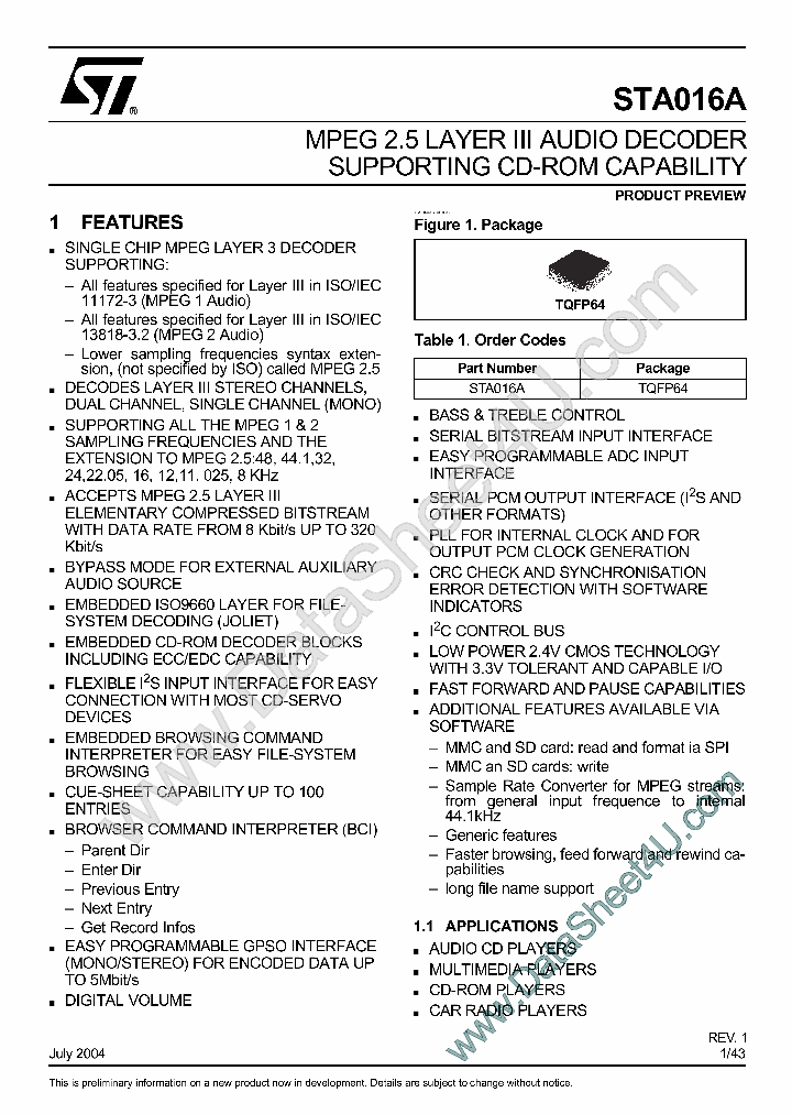 STA016A_156759.PDF Datasheet