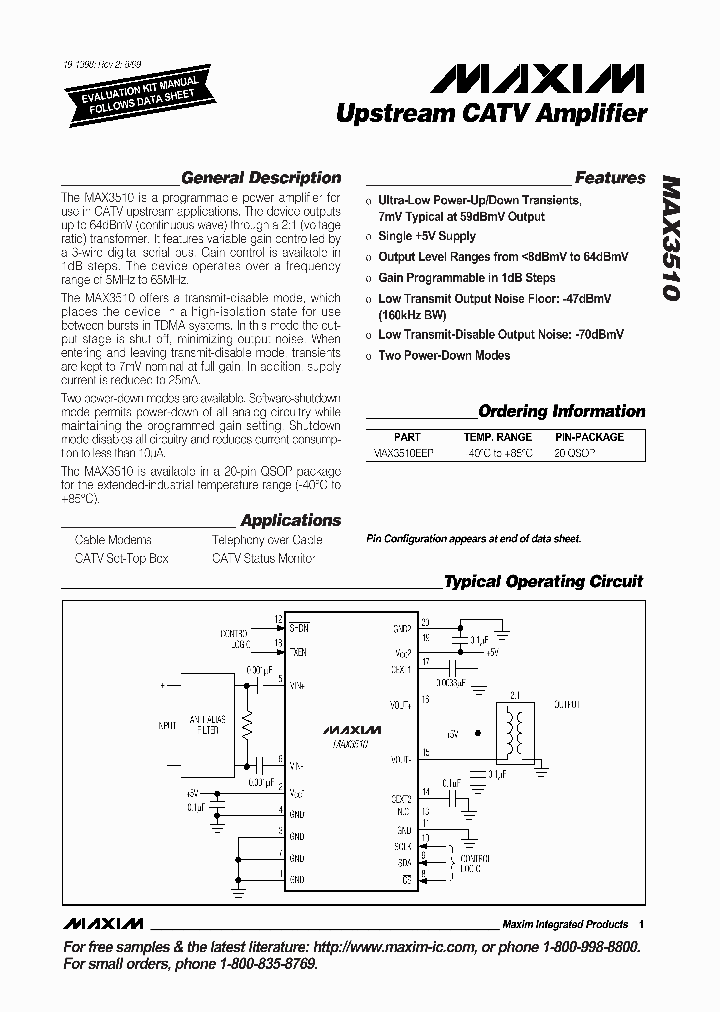 MAX-3510EEP_162151.PDF Datasheet