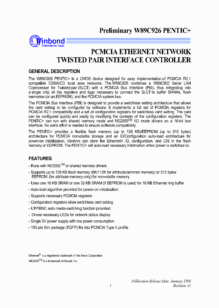 W89C926_382399.PDF Datasheet