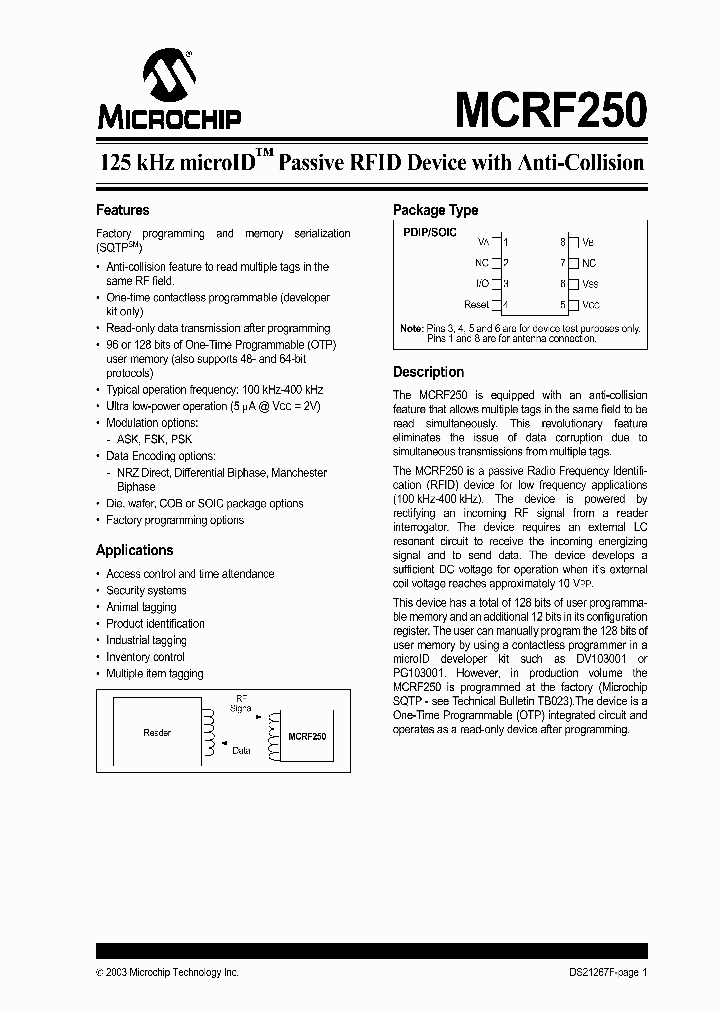 MCRF250-IP_327407.PDF Datasheet