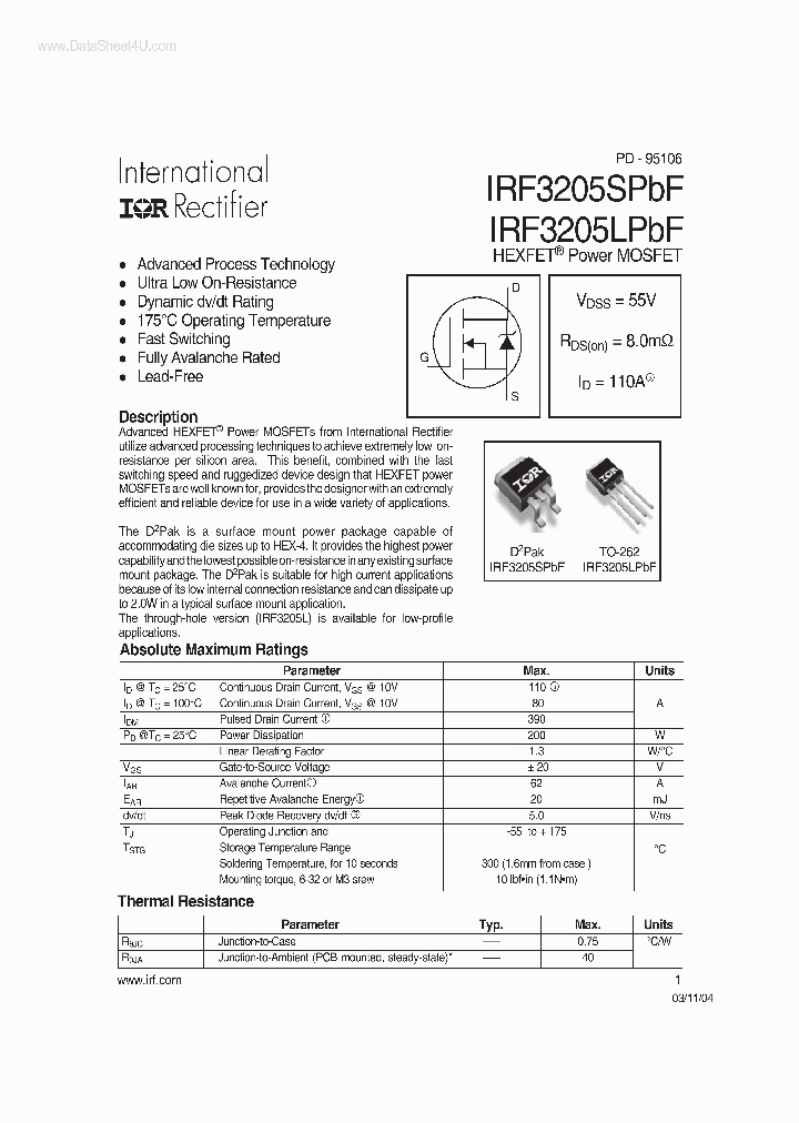 IRF3205LPBF_210675.PDF Datasheet