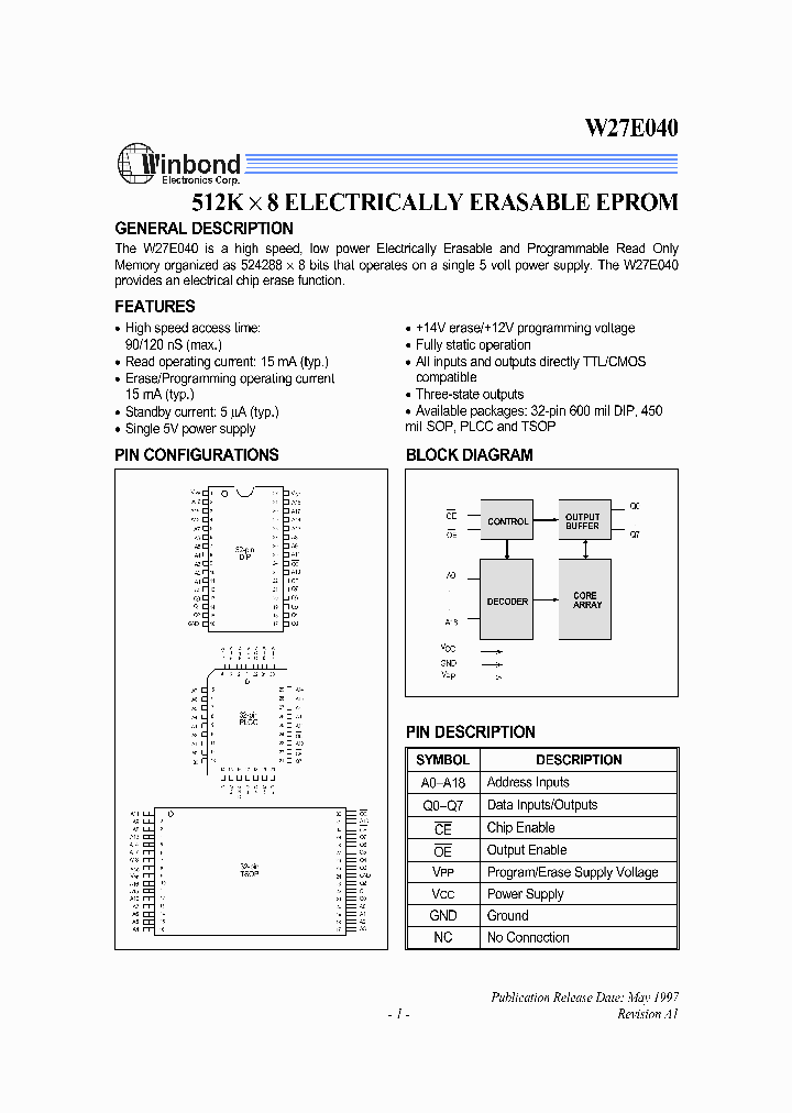 W27E040P_248076.PDF Datasheet