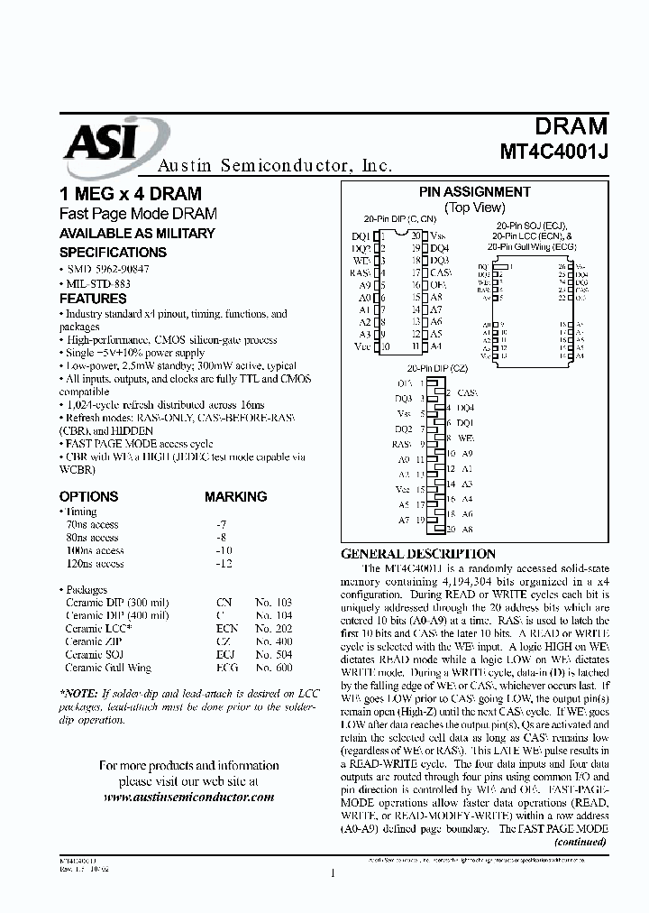 MT4C4001JECJ-7IT_335167.PDF Datasheet