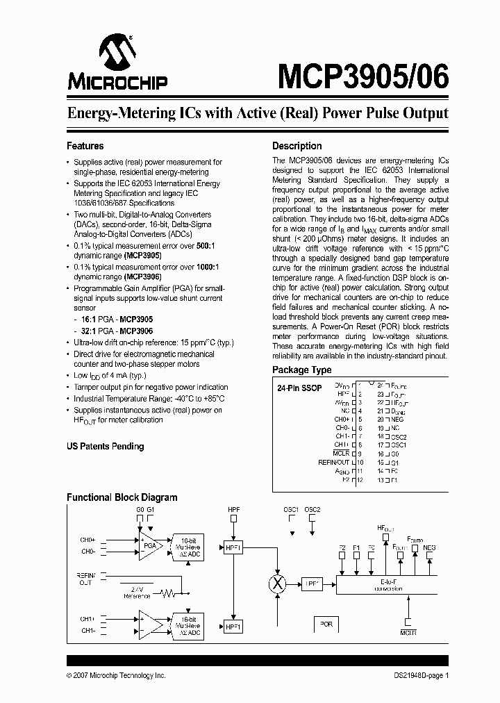 MCP3906-ISS_336622.PDF Datasheet