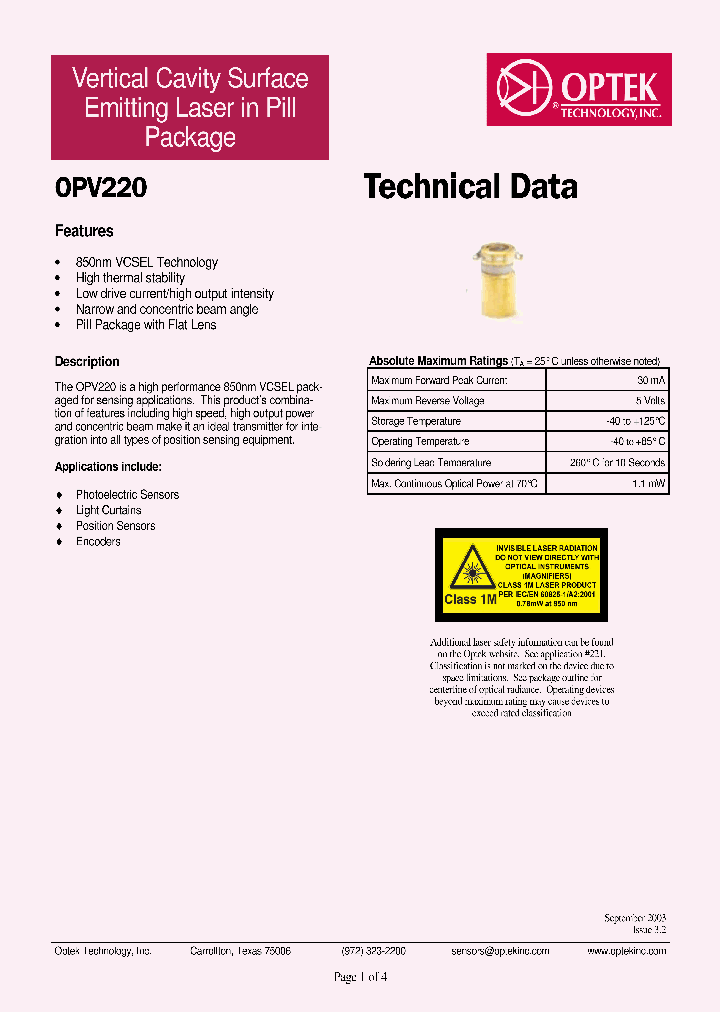 OPV220_337447.PDF Datasheet