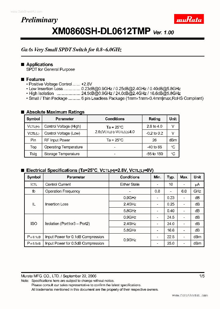 XM0860SH-DL0612TMP_249785.PDF Datasheet
