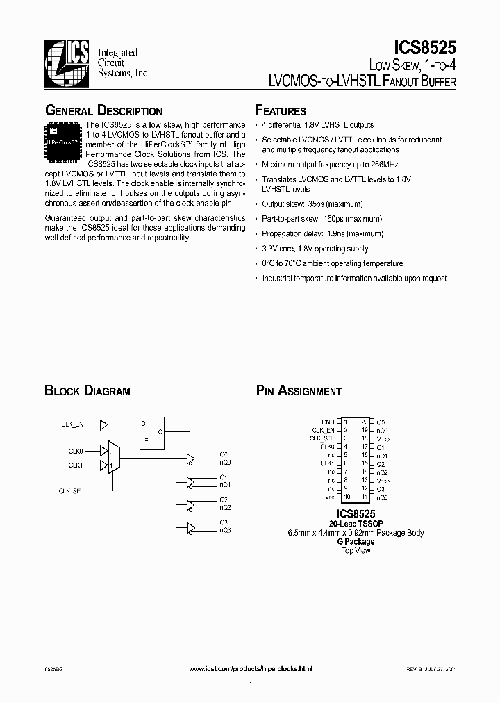 ICS8525BG_353587.PDF Datasheet