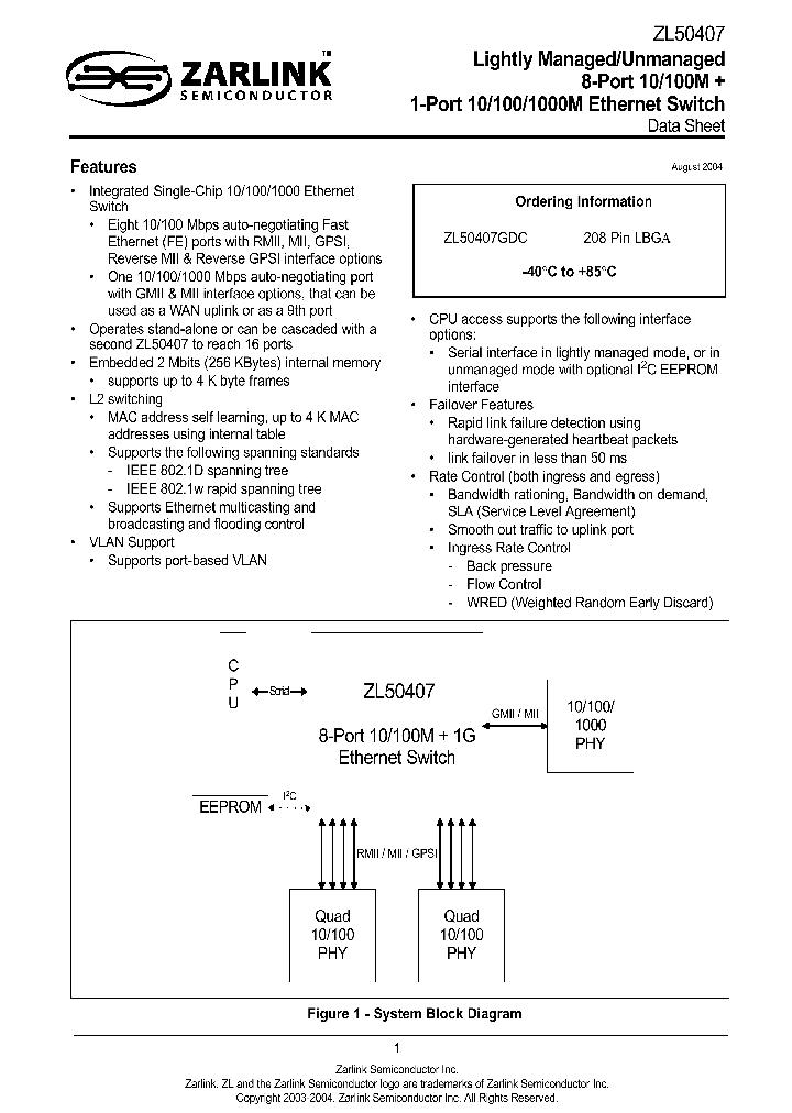 ZL50407_368363.PDF Datasheet