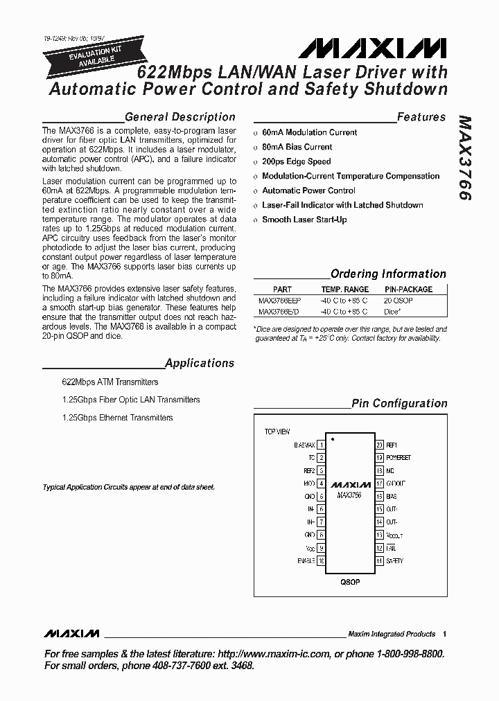 MAX3766ED_729660.PDF Datasheet